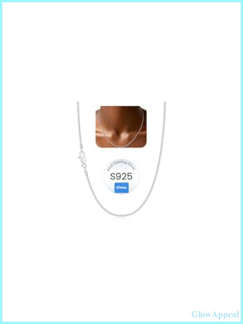 925 Sterling Silver Box Chain Necklace Women 1.3mm 20 Inch